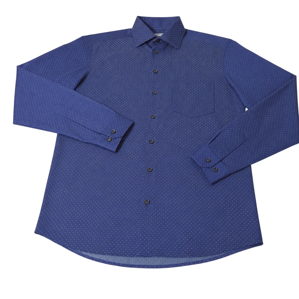 Eton Dress Shirt Men M Blue Polka Dot Slim Fit Long Sleeve Button Up 15.75 40 - Picture 2 of 7